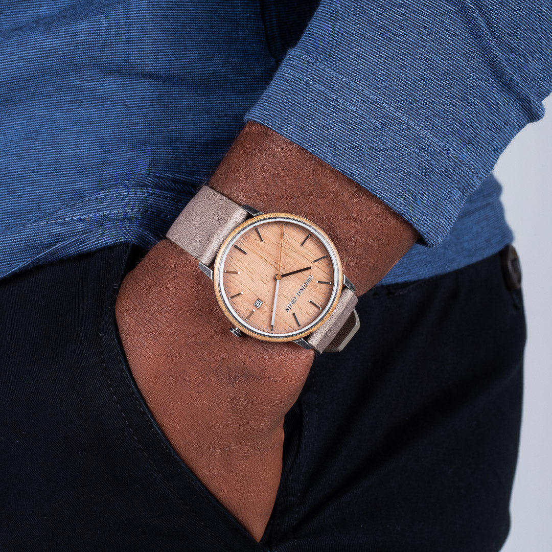 Koa Stonewashed Steel Modern Minimal 40mm