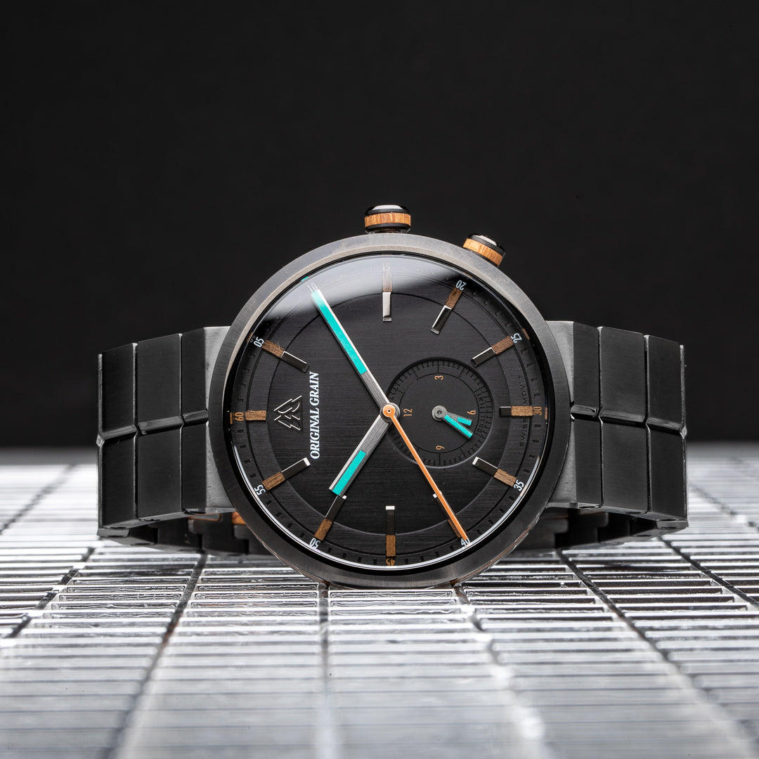 Teakwood Gunmetal Sport MNML 43mm side view by Original Grain