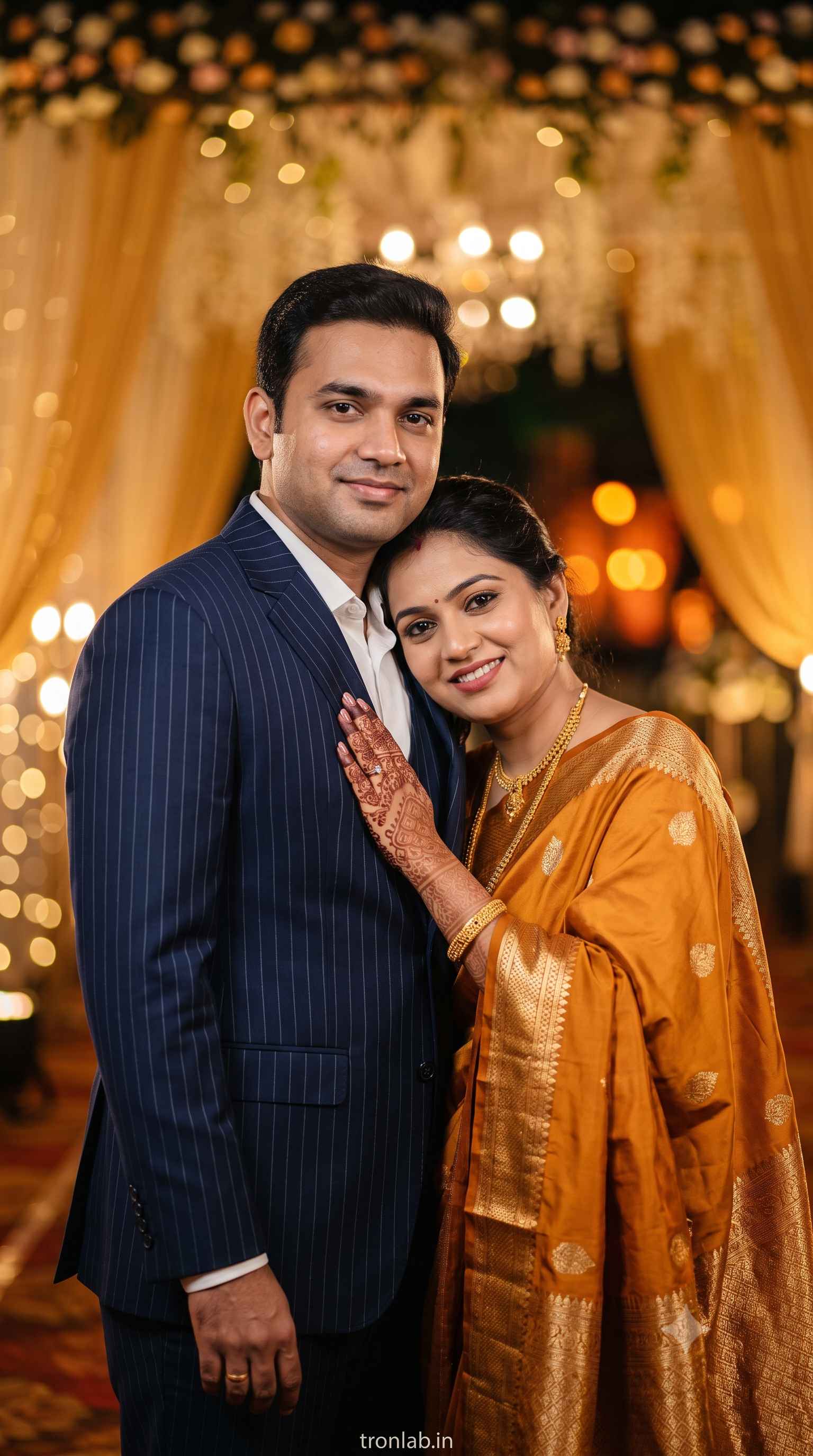 couple together during an elegant wedding reception