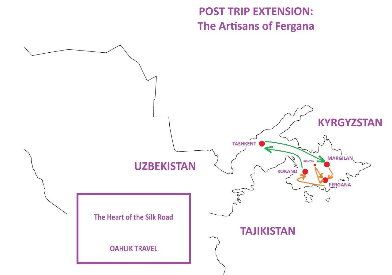 Post-Trip: The Artisans of Fergana Valley Route Map