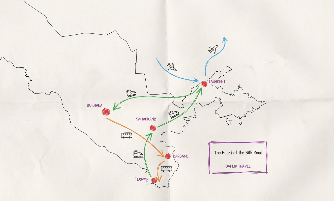 Main Trip: The Heart of the Silk Road Route Map