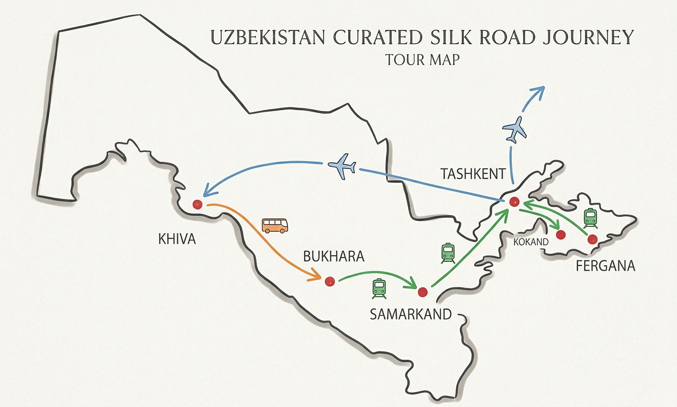 Main Trip: Uzbekistan in Winter Route Map