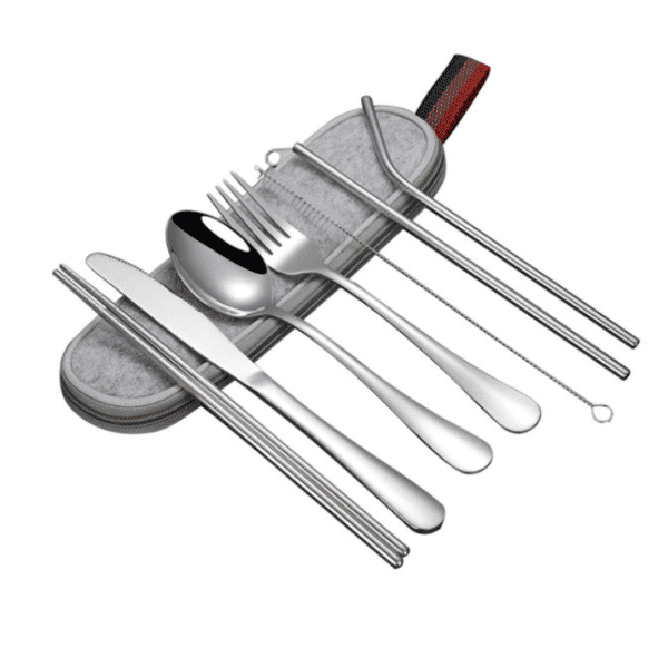 Picture of  Metal Straw and Cutlery Set with Felt Pouch