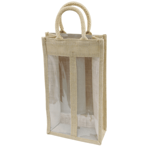 Picture of Natural jute double bottle wine bag