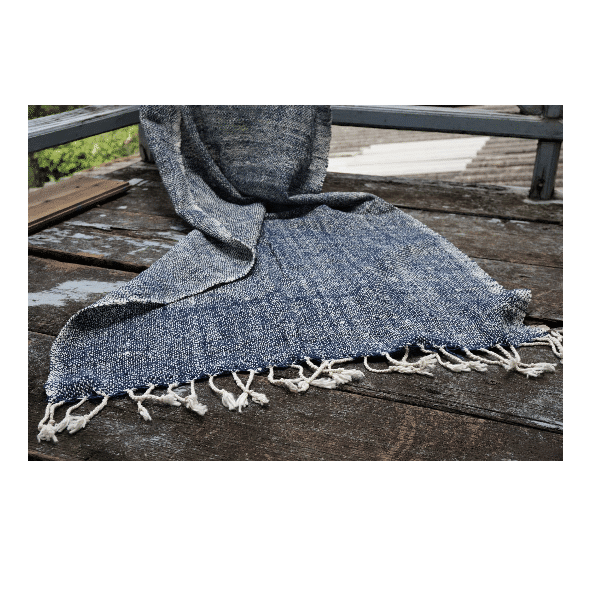 Picture of Fair-trade Woven Ikat Indigo Cotton Scarf