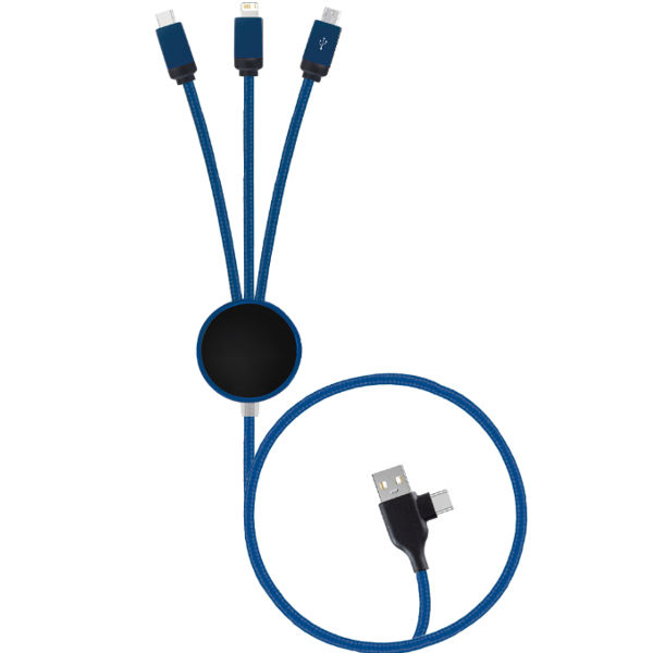 Picture of Recycled Long Charging 6 in 1  Cable With 2 Outputs (Black Box Packaging)