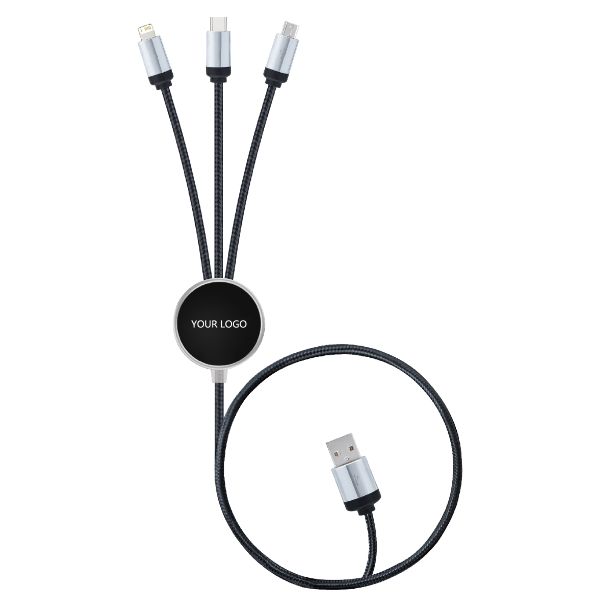 Picture of Long Charging 3-in-1  Cable with Black Box Packaging 