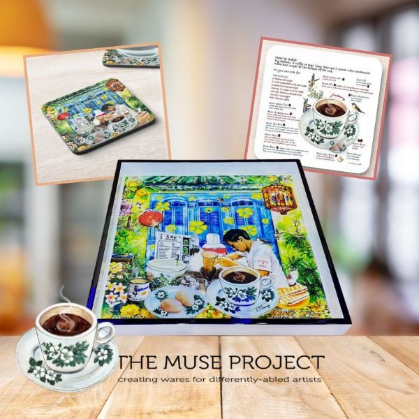 Picture of White Square Lacquer Tray- Traditional Breakfast in Singapore Kopitiams-JTMUSES