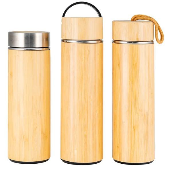 Picture of Insulated Bamboo Water Bottle Color Logo 