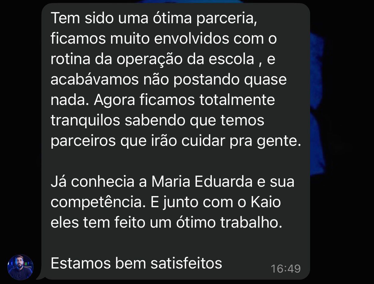 Print de conversa com cliente da MK — depoimento em texto