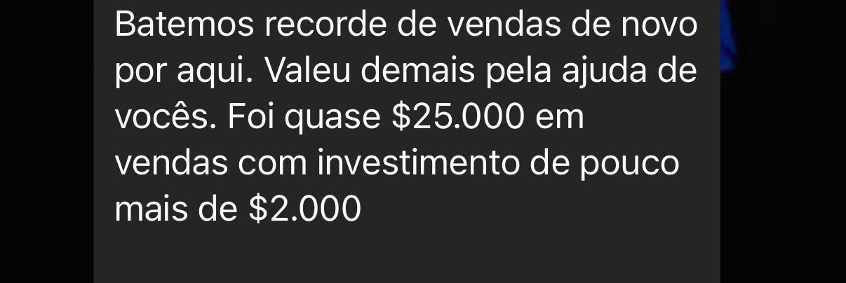Print de conversa com cliente da MK — depoimento em texto