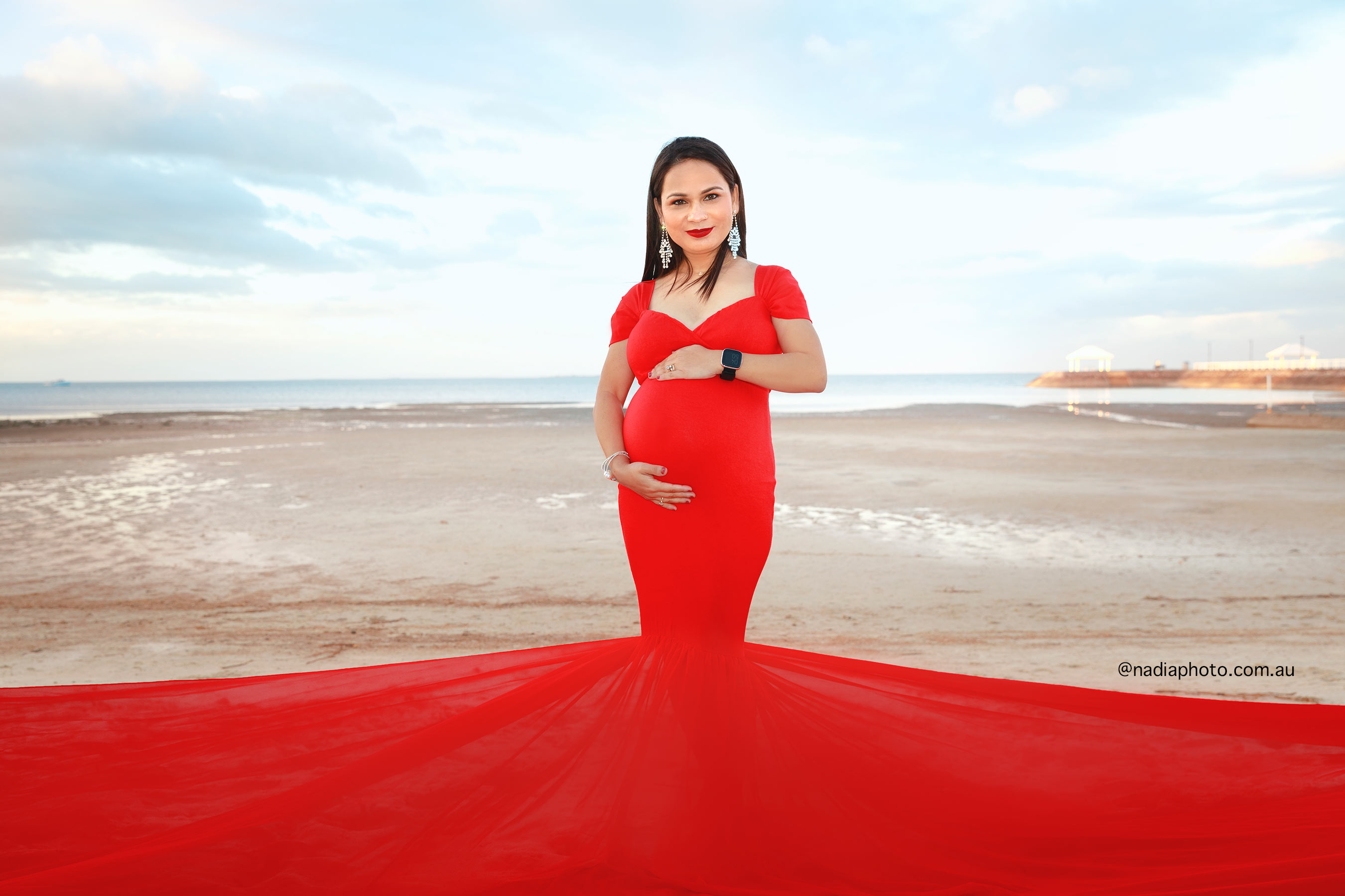 Maternity Photoshoot Red Dress