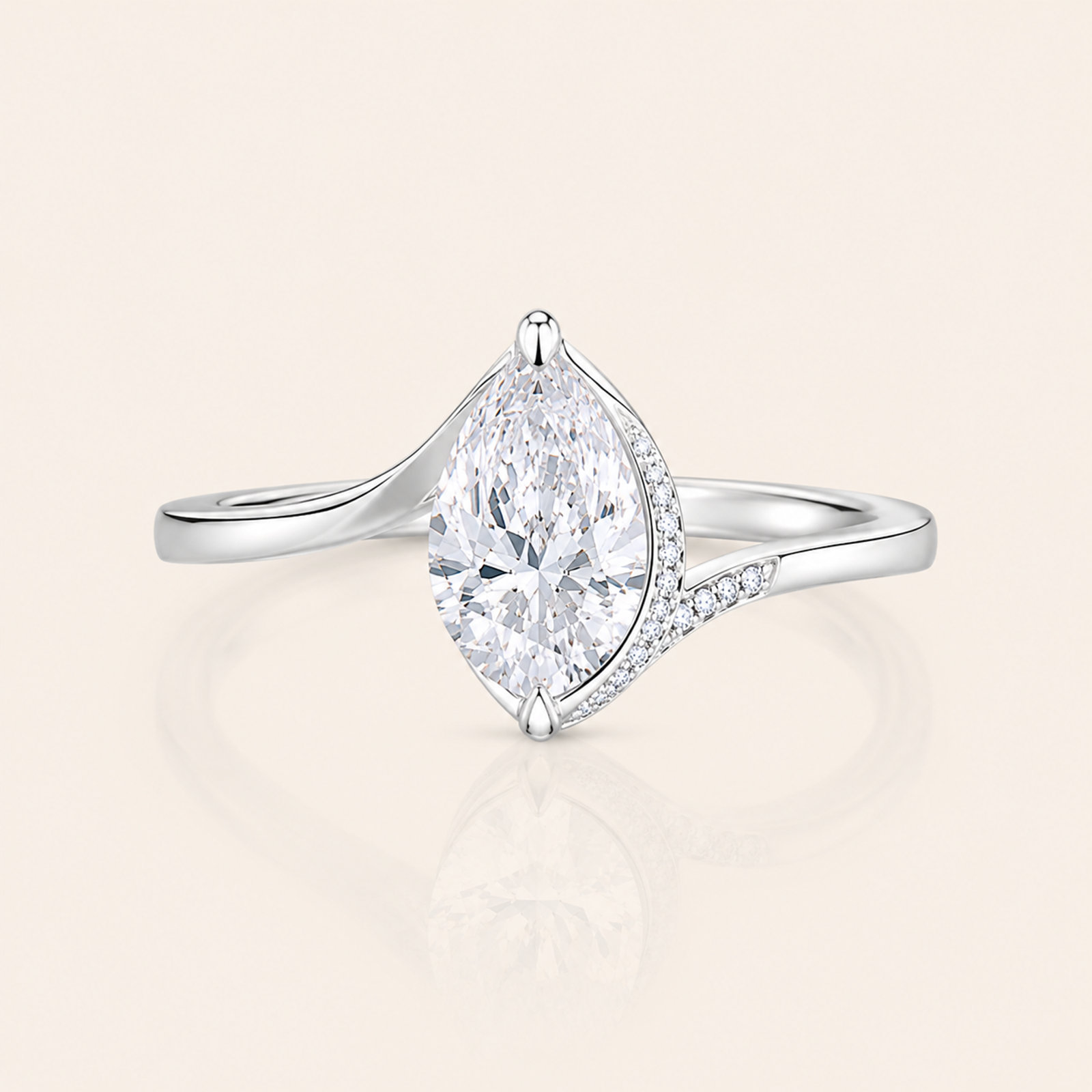 18k 1 cttw Lab Grown Marquise Shaped Diamond Ring