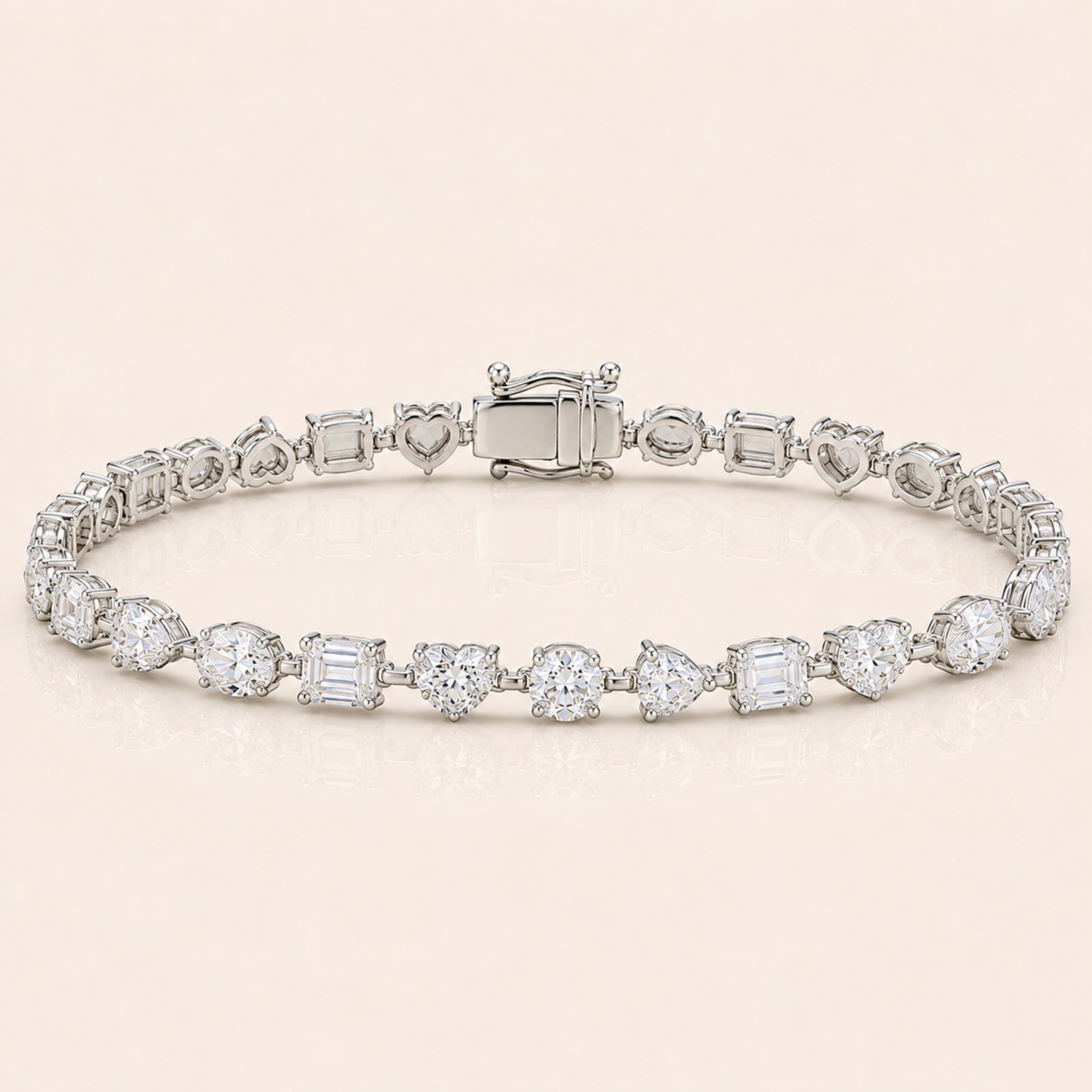 18k 7 Carat Fancy Lab-Grown Diamond Tennis Bracelet