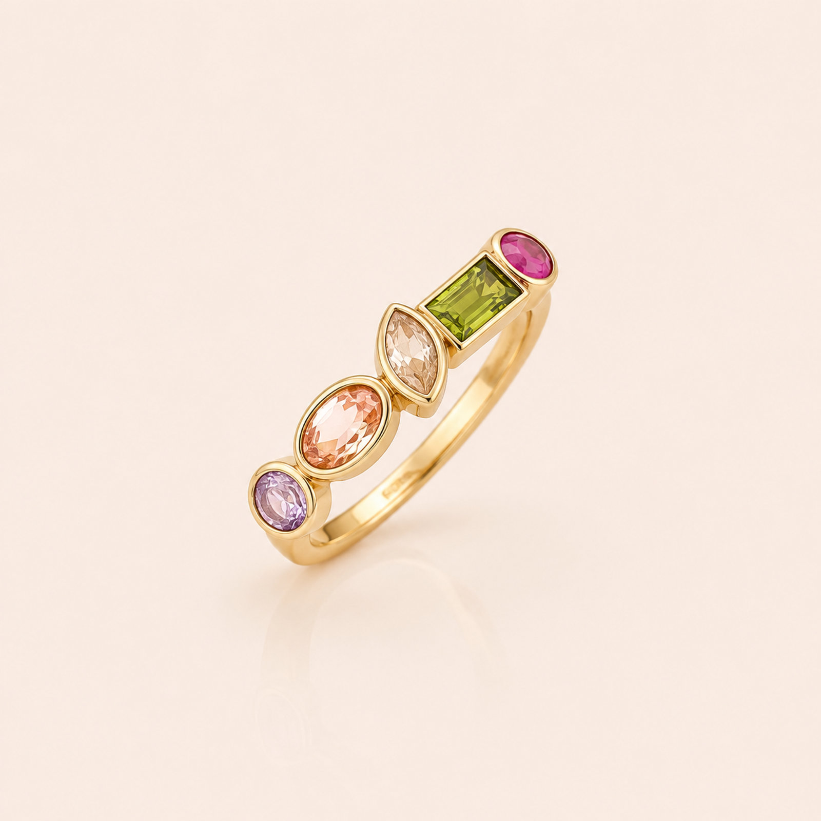 18K Multicolor Gemstone Ring