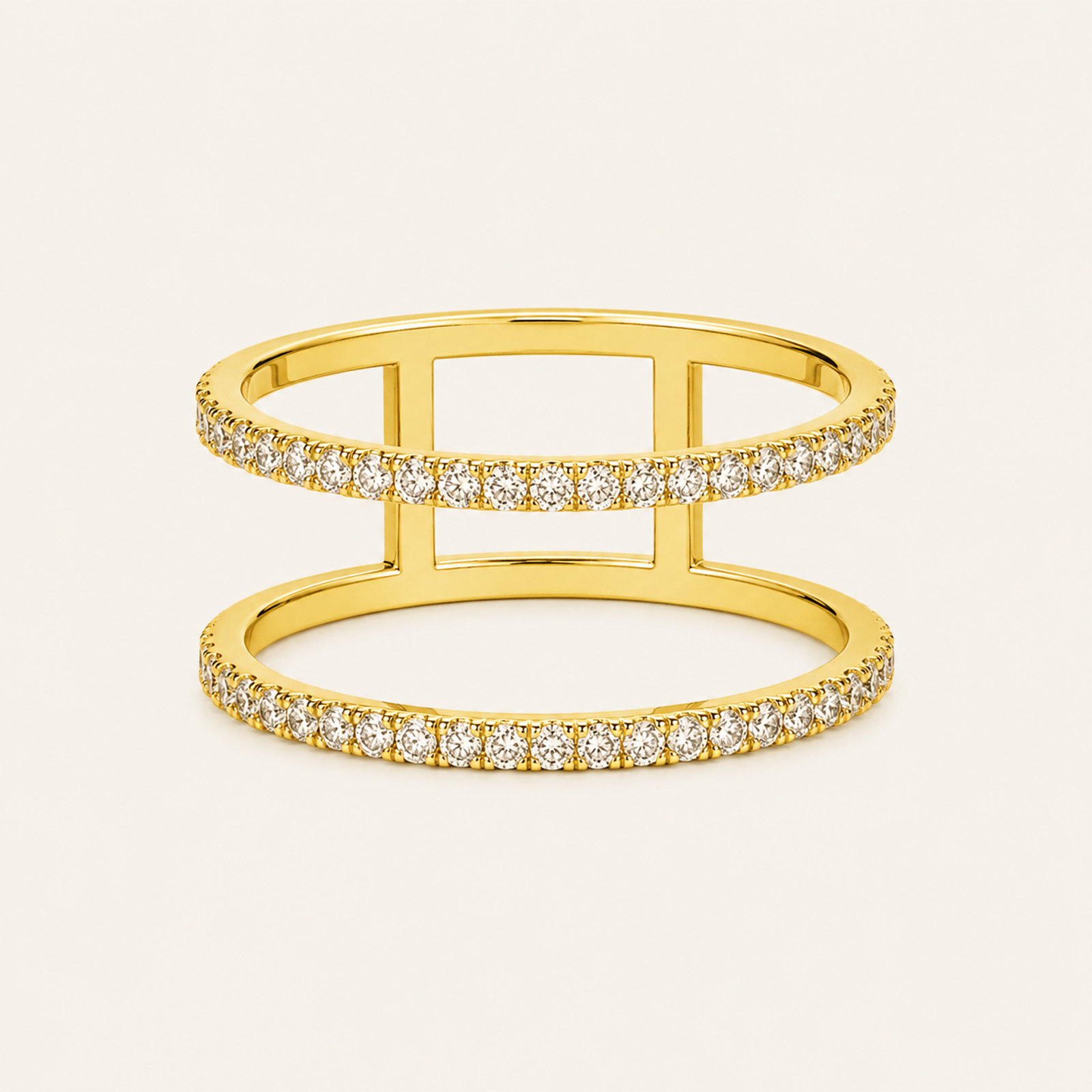 18k Diamond Double Row Ring