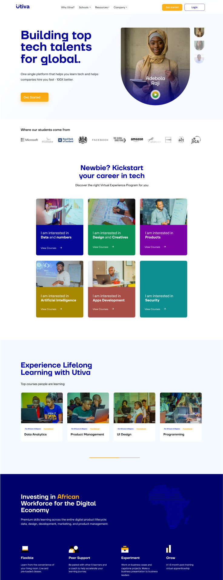 utiva landing page