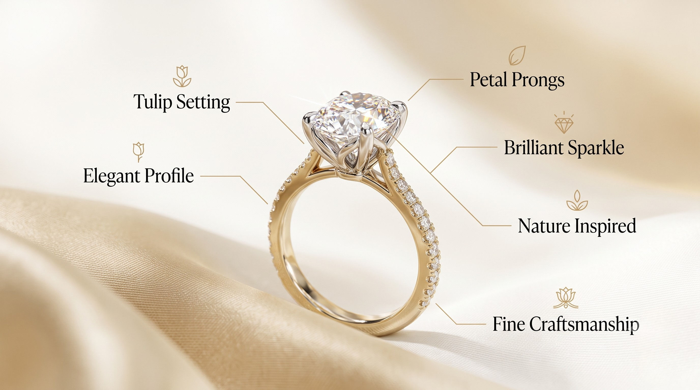 Tulip setting engagement ring