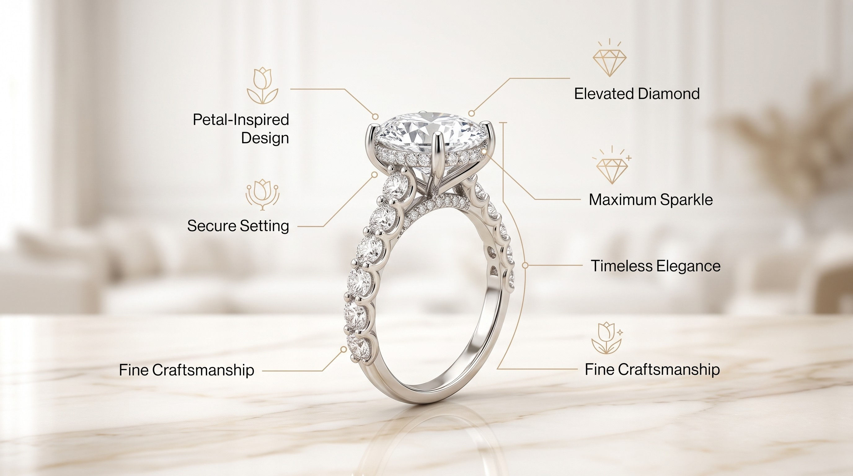 Tulip setting engagement ring