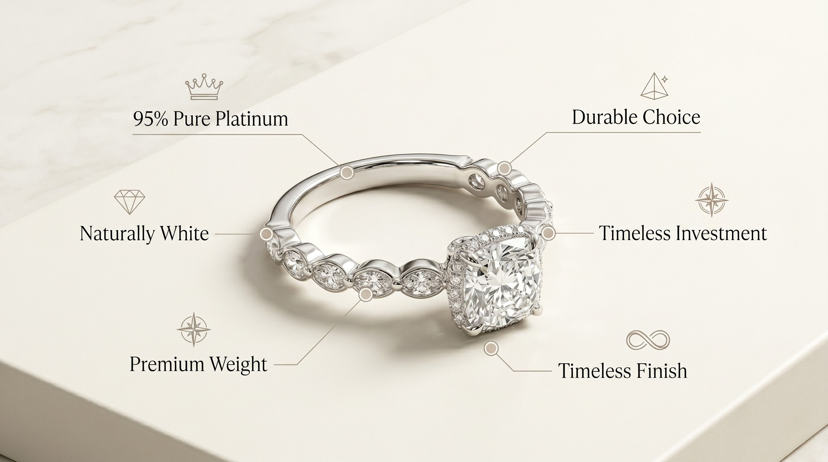 Platinum ring band close-up showing natural white finish and weight