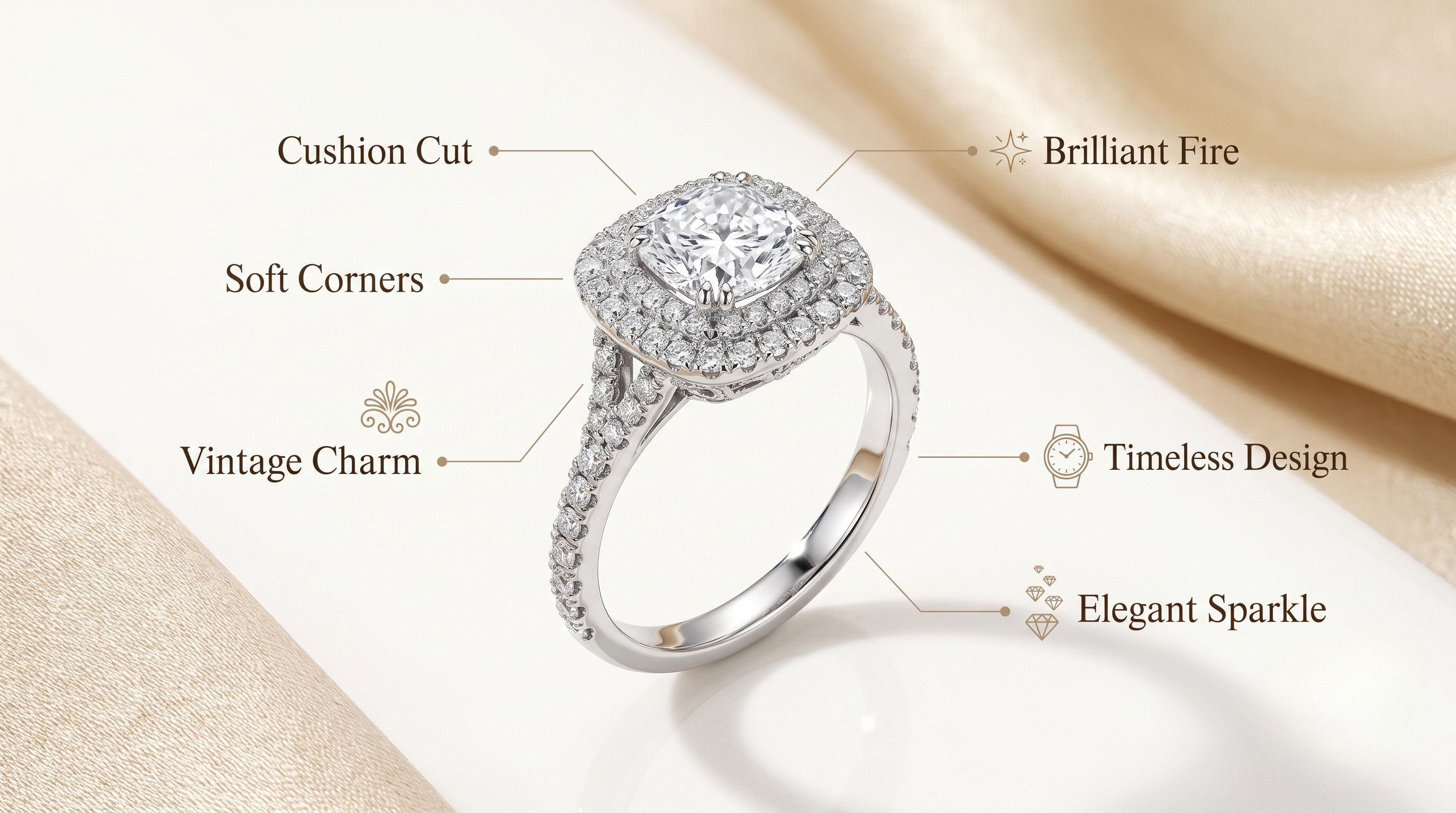Cushion cut diamond engagement ring