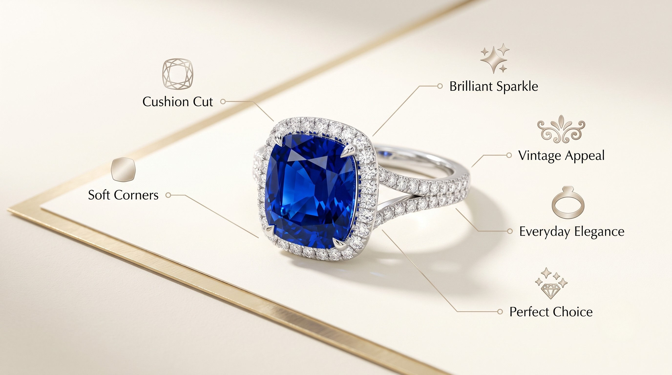 Cushion cut diamond engagement ring