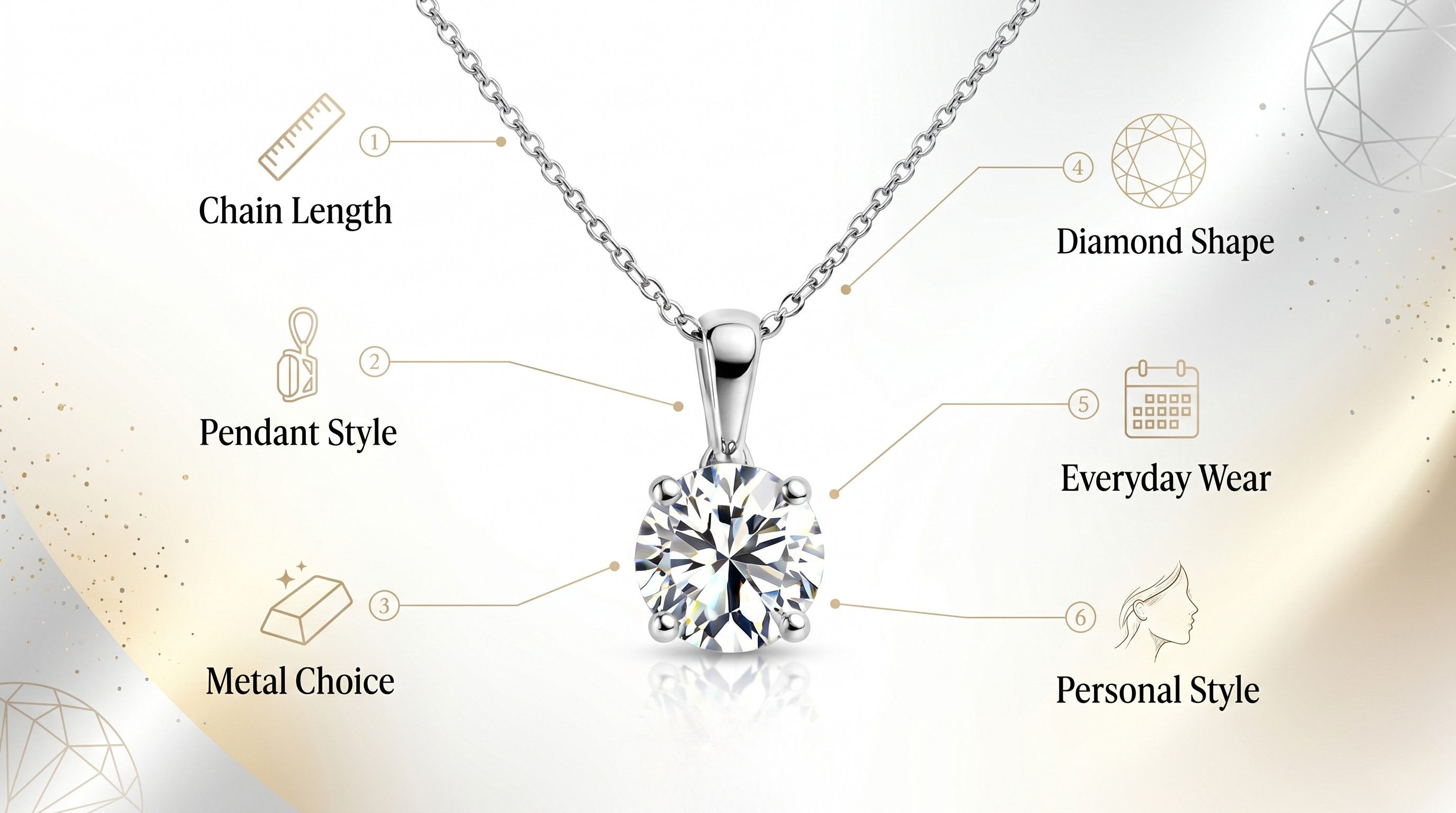 Diamond shapes comparison, round, pear, emerald, oval, cushion, marquise