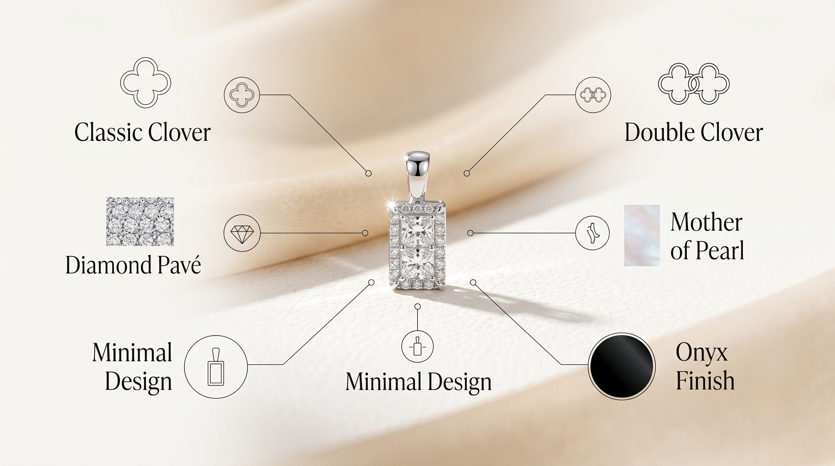 Diamond clover pendant