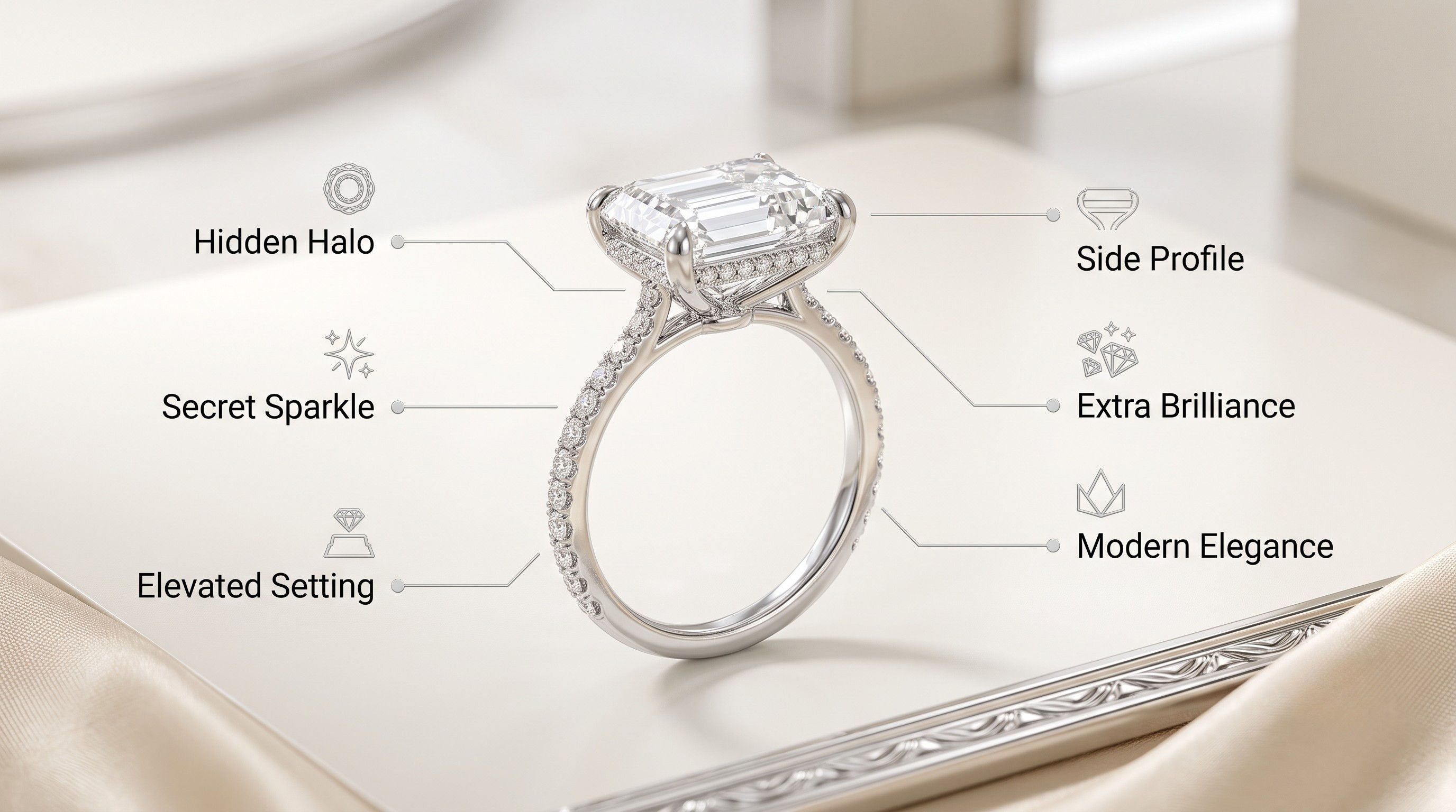 Emerald cut diamond ring 