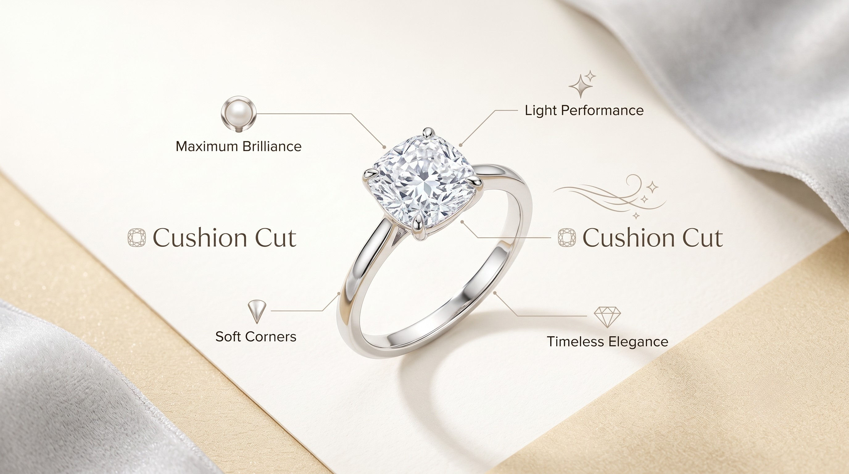 Cushion cut diamond ring