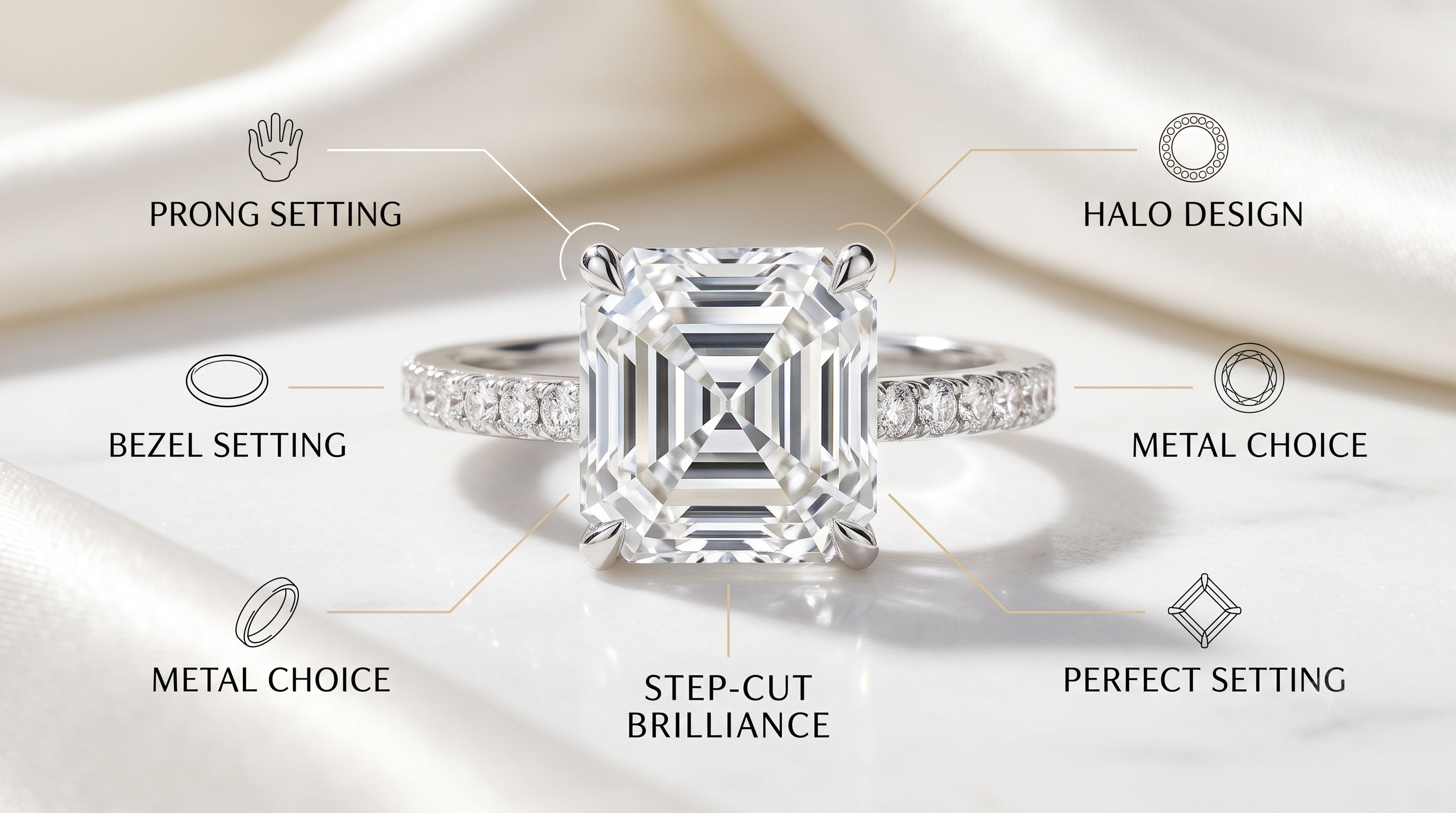 Asscher cut engagement ring