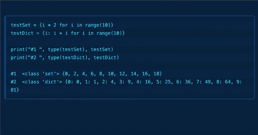 testSet = {i x 2 for i in range (10)}