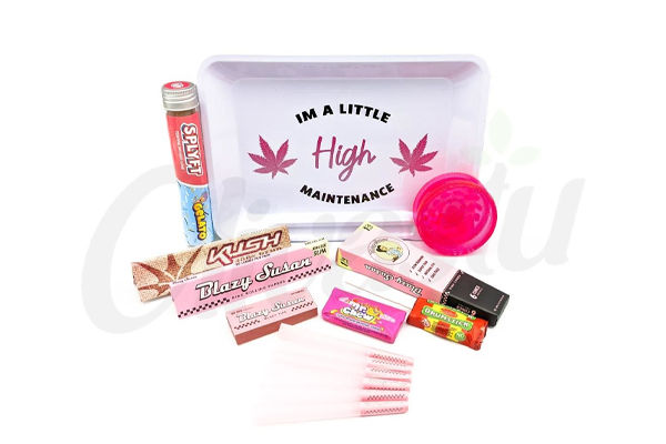 High Maintenance, SPLYFT, Kush & Blazy Susan Pink Rolling Tray Set