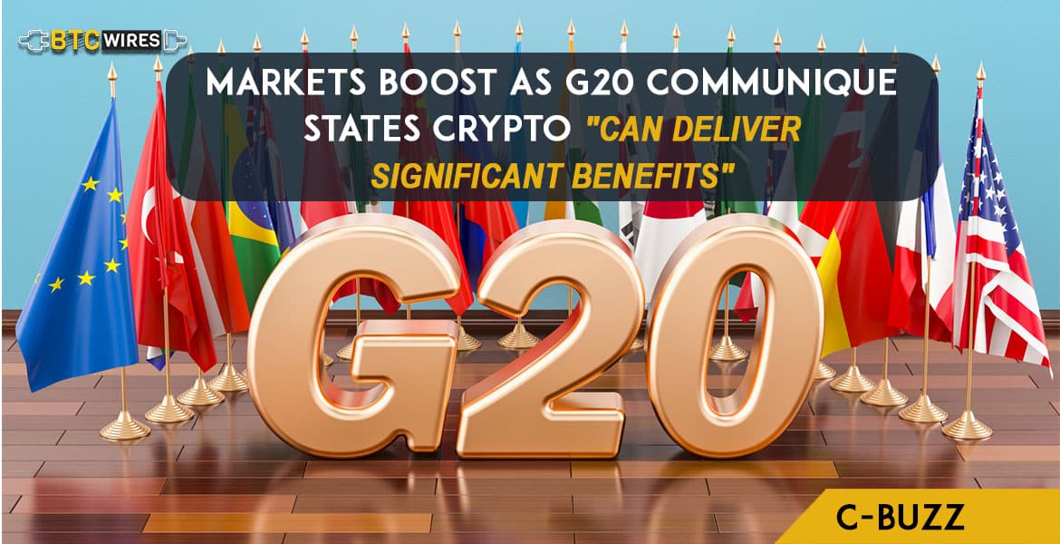 Cryptocurrency “Can Deliver Significant Benefits,” says G20; Markets Soar