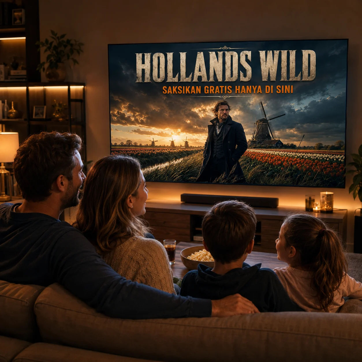 Watching movie with family