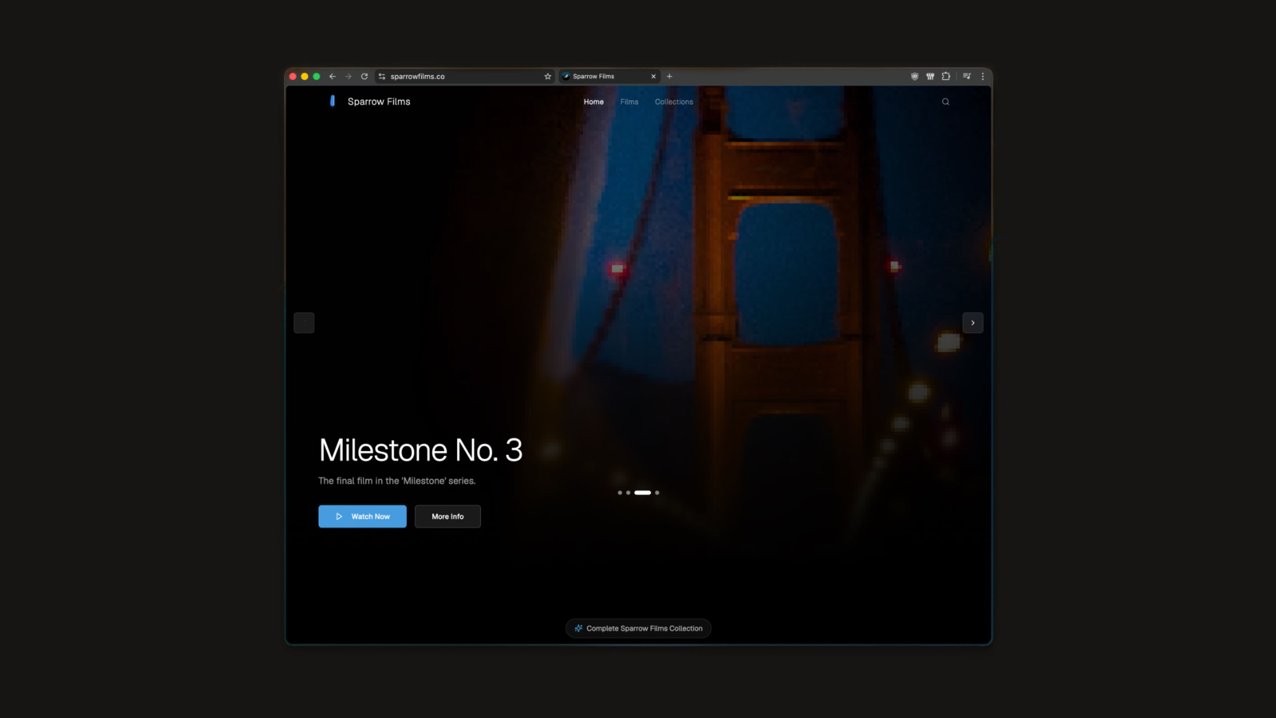 The previous Sparrow Films website design.