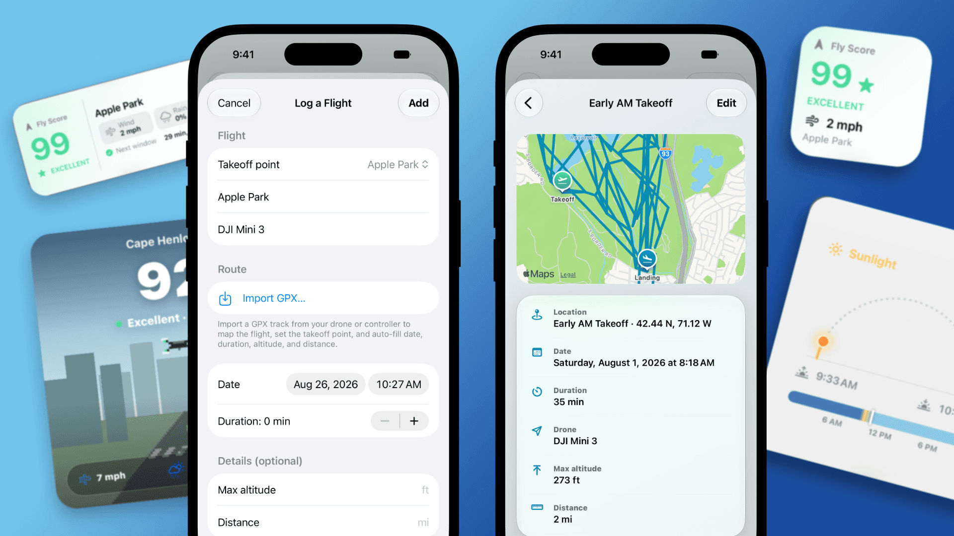 Flyby's Flight Logging and Logbook feature (demo data), and some widgets!
