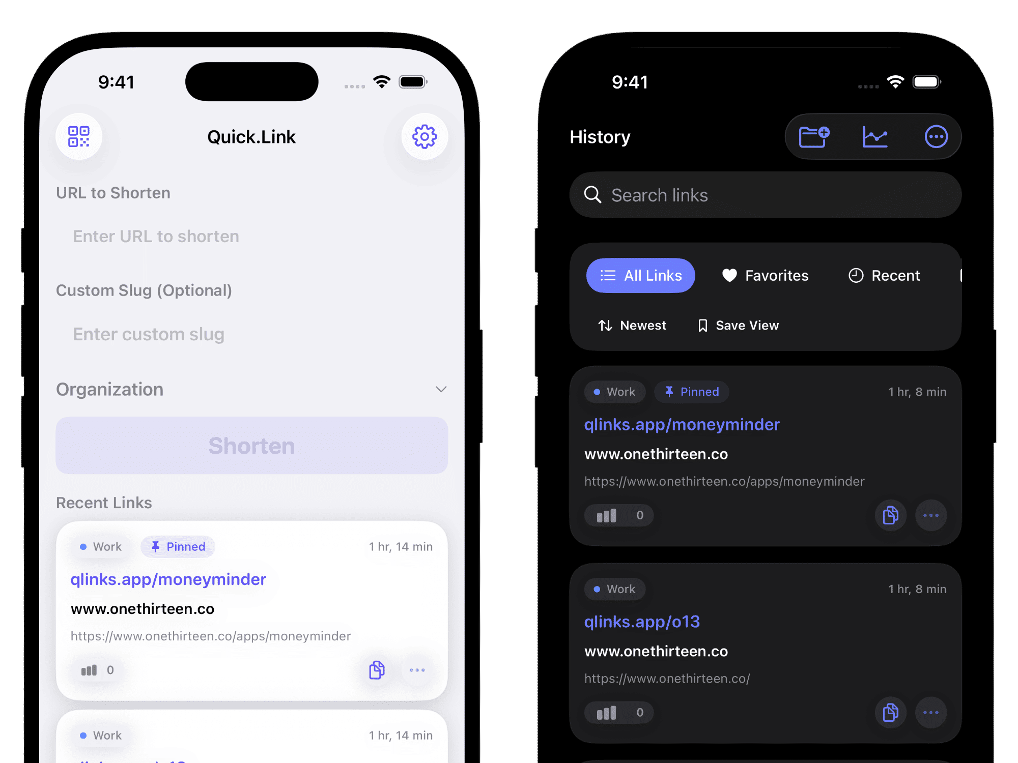 Quick.Link link collection and editing view