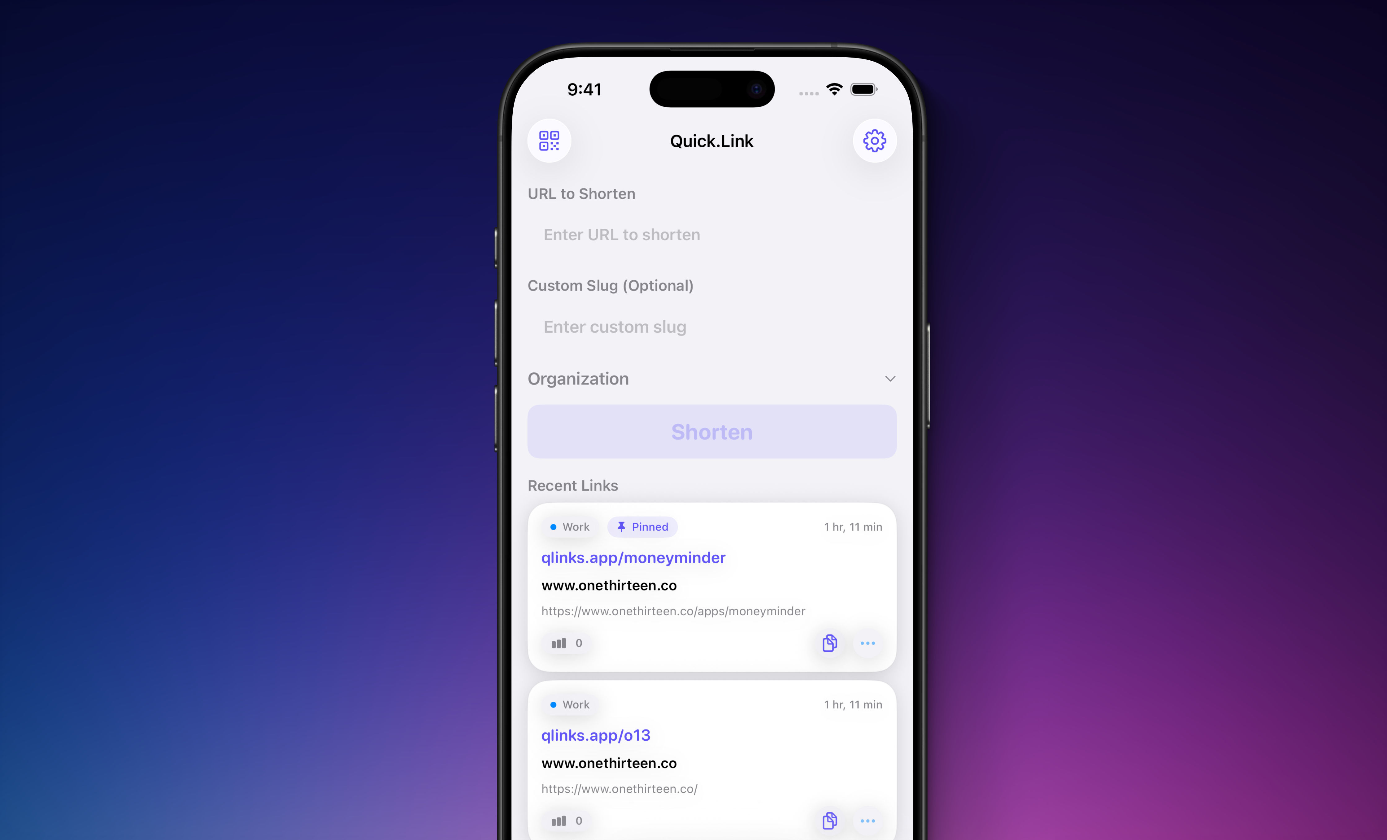 Quick.Link shortening flow