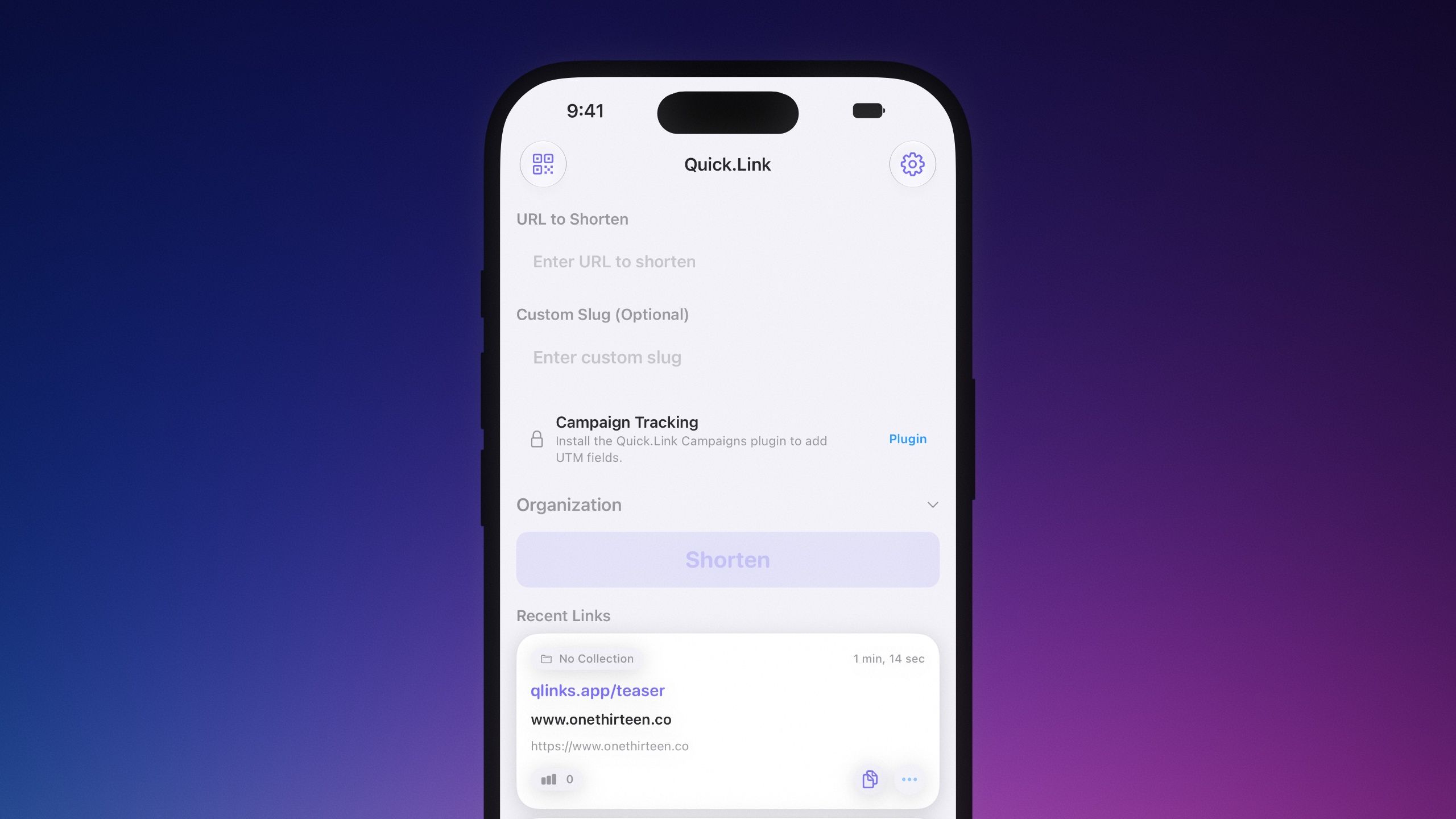 Quick.Link shortening flow