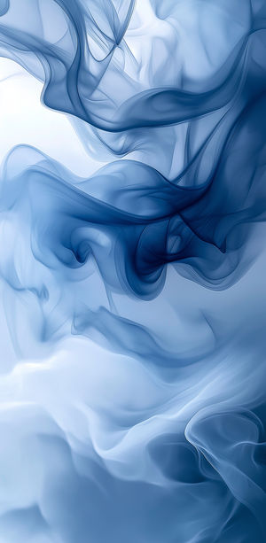 High-resolution abstract wallpaper featuring swirling blue fluid waves and translucent layers creating serene flowing shapes.