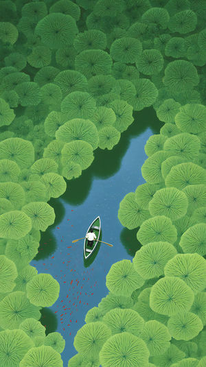 Tranquil Lotus Voyage - Premium iPhone Lock Screen Wallpaper