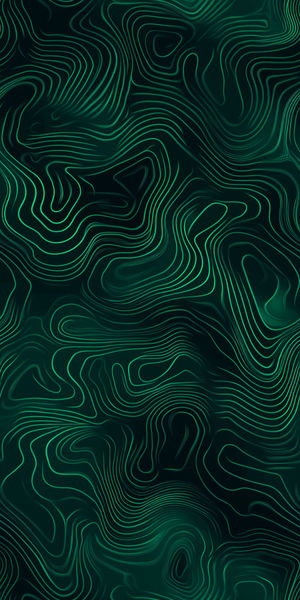 Dark abstract 4K wallpaper with neon green topographic contour lines swirling smoothly across the black background.