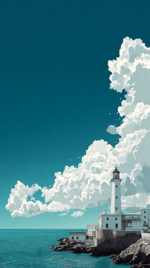 Serene Lighthouse Scene - Premium iPhone Lock Screen Wallpaper