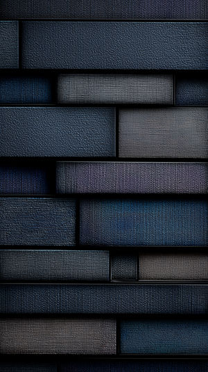 Close-up of dark textured blocks wallpaper with layered rectangular panels and subtle blue-gray lighting effects.