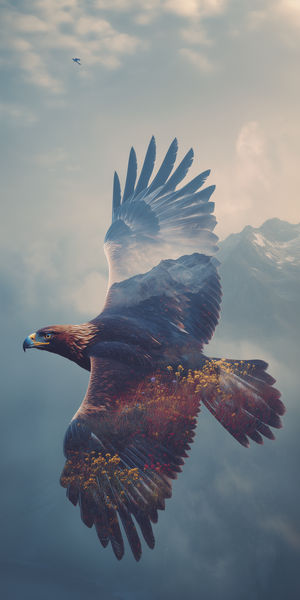Eagle Flight Over Mountains - Download HD iPhone Lock Screen Wallpaper