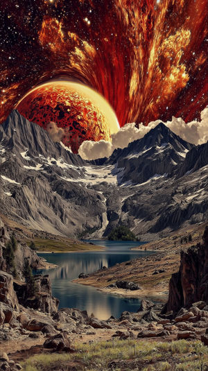 Cosmic Mountain Landscape