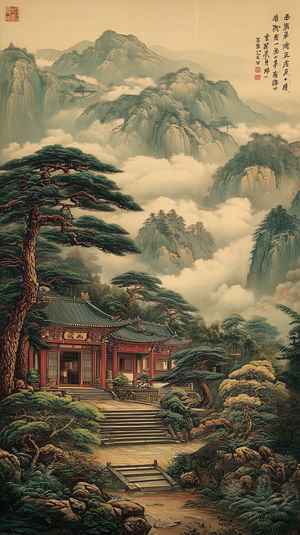 Misty Mountain Temple Sanctuary - Download HD iPhone Lock Screen Wallpaper