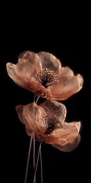 Copper Mesh Flower Sculpture