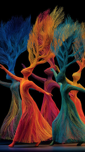 Abstract Dance Thread Art - 4K Wallpaper for iPhone Background